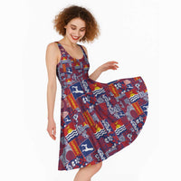 Kiribati Tekeraoi n te Kiritimati Midi Dress Pacific Patchwork Xmas Vibes - Polynesian Pride