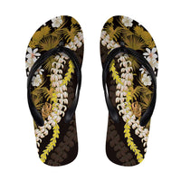 Kula Aloha Hawaii Lei Flip Flops Tropical Flowers Elegant Vibe LT14 Gold - Polynesian Pride