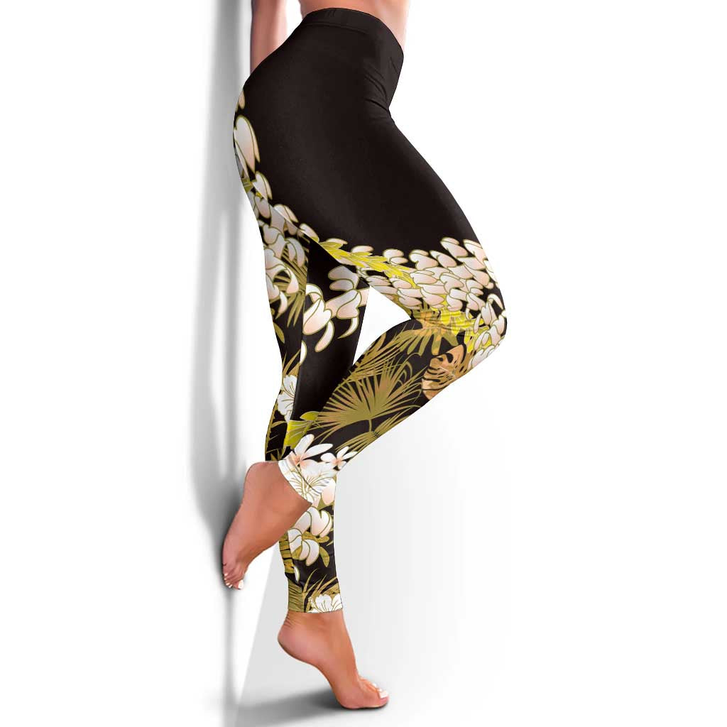 Kula Aloha Hawaii Lei Leggings Tropical Flowers Elegant Vibe - Polynesian Pride