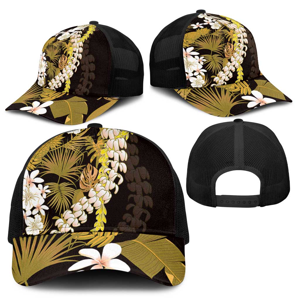 Kula Aloha Hawaii Lei Mesh Trucker Cap Tropical Flowers Elegant Vibe - Polynesian Pride