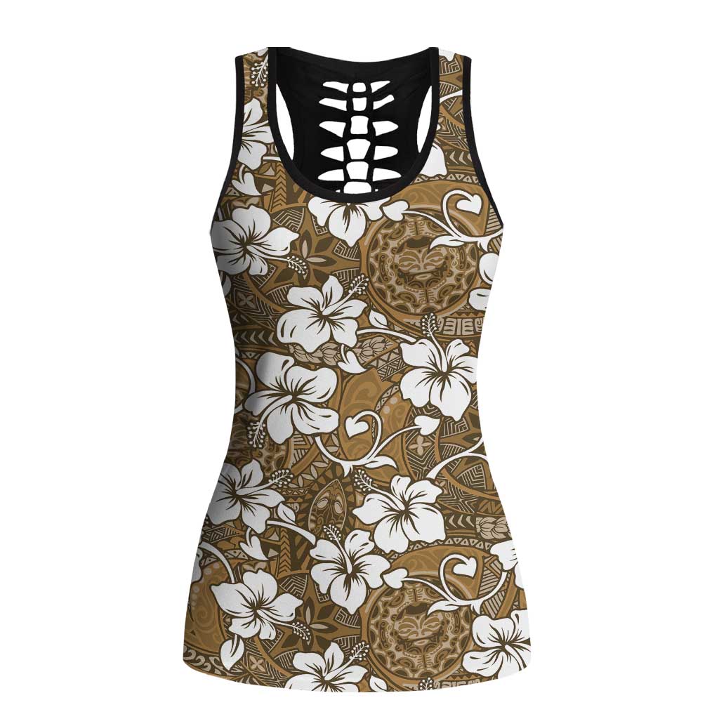 Kuvui Bula Fiji Hollow Tank Top Fijian Tapa Seamless Hibiscus - Polynesian Pride