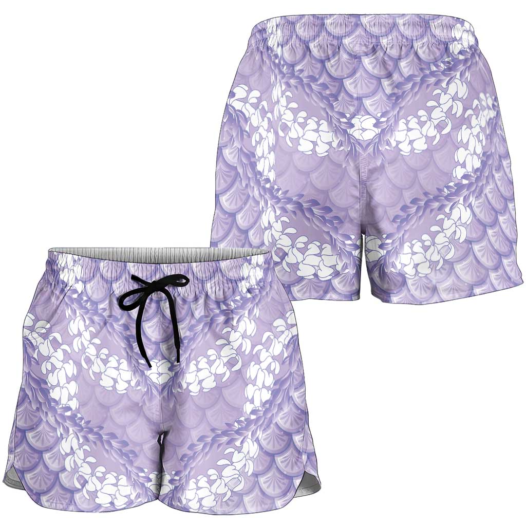 Lilac Mermaid Puakenikeni Maile Lei Shorts for Women