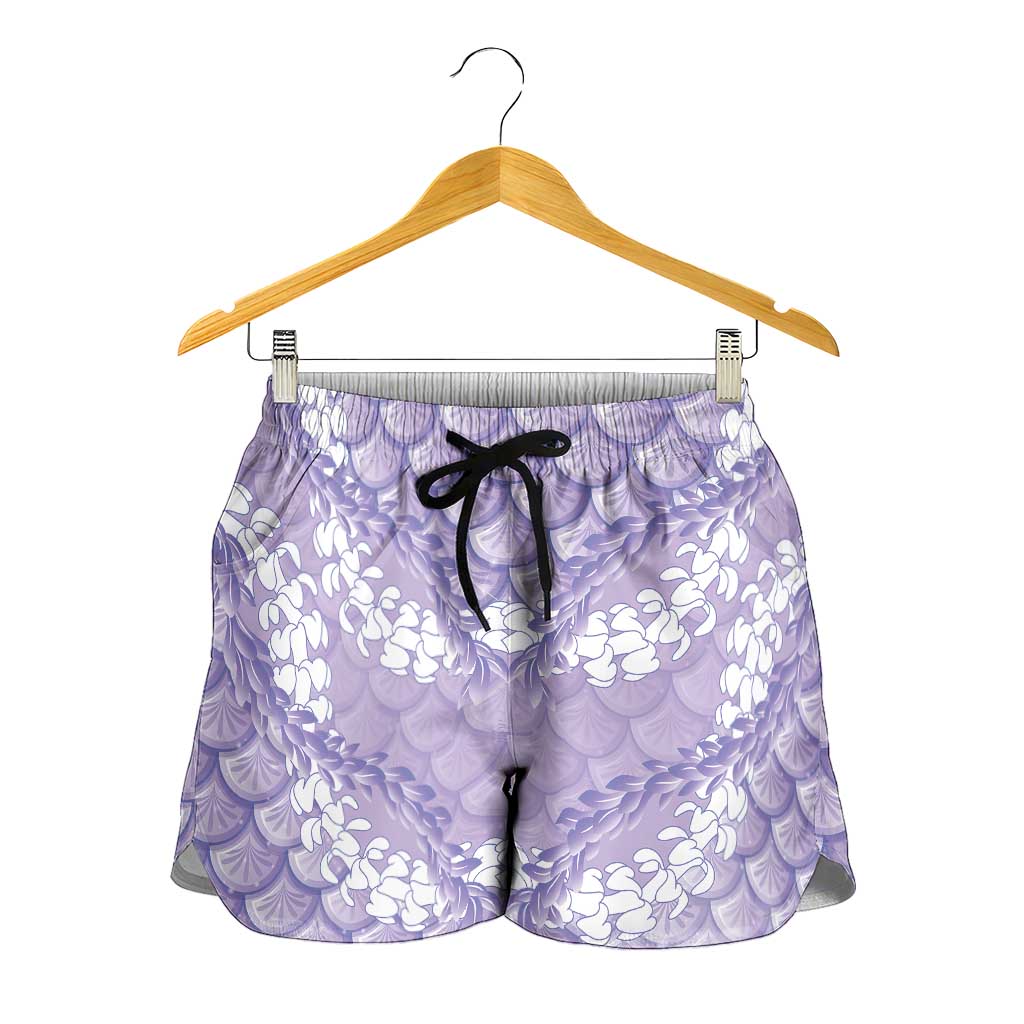 Lilac Mermaid Puakenikeni Maile Lei Shorts for Women