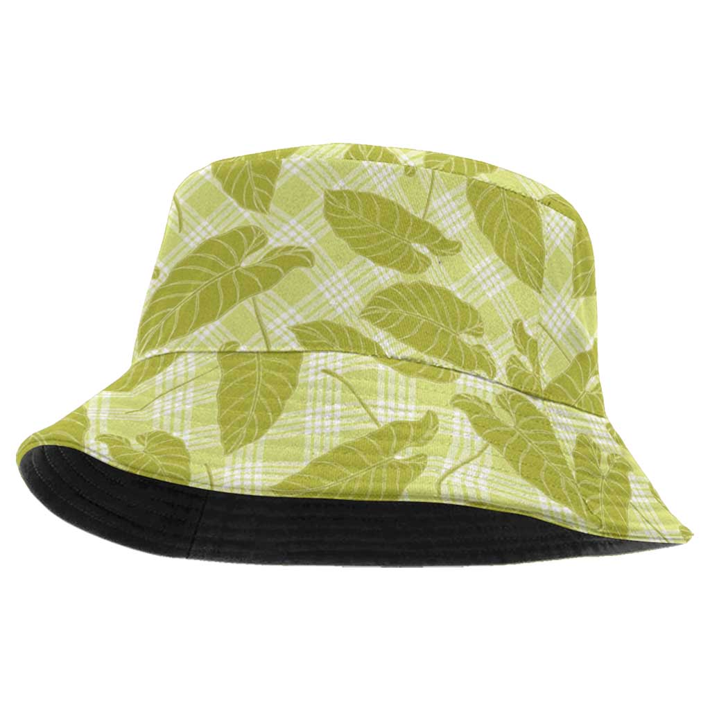 Lime Green Hawaii Kalo Palaka Motifs Bucket Hat Hawaiian Taro Leaves Elegant Vibes LT14 One Size Lime Green - Polynesian Pride