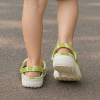 Lime Green Hawaii Kalo Palaka Motifs Clogs Shoes Hawaiian Taro Leaves Elegant Vibes LT14 - Polynesian Pride
