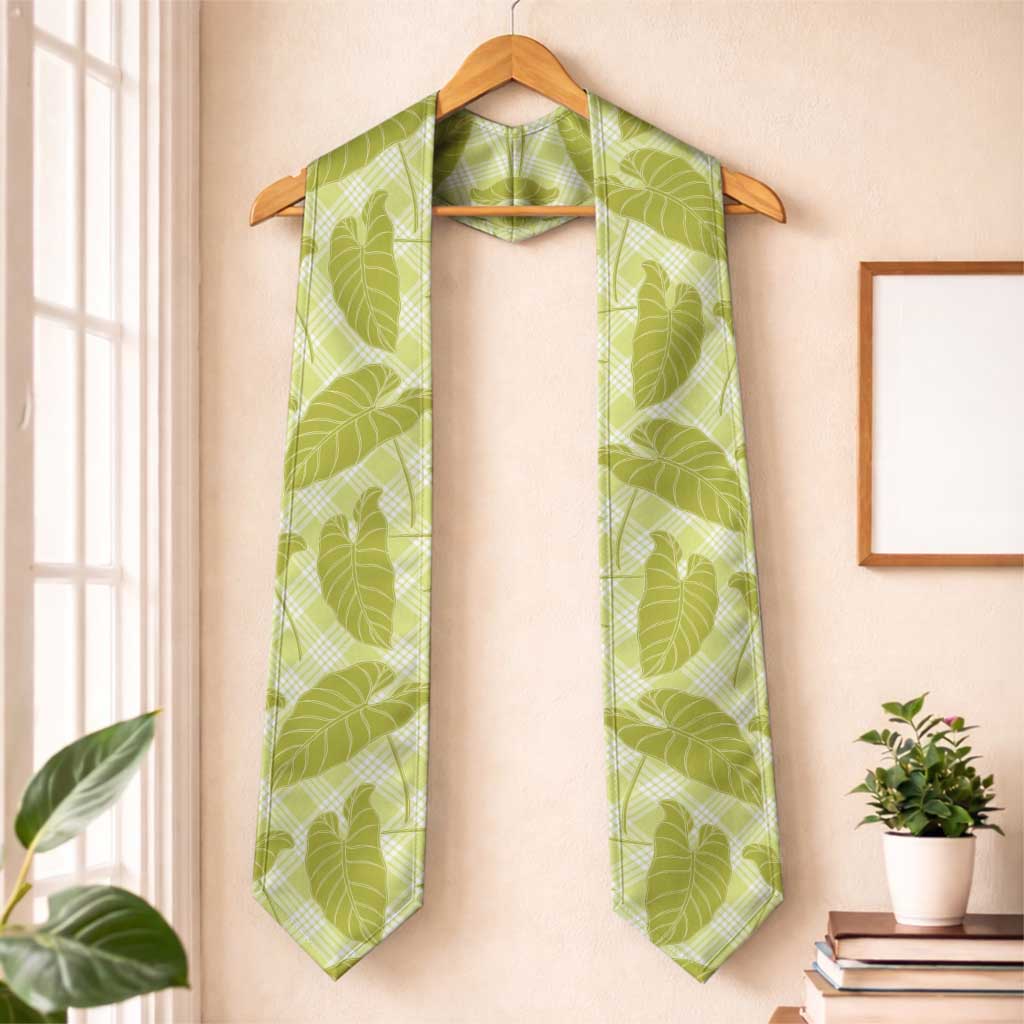 Lime Green Hawaii Kalo Palaka Motifs Graduation Stole Hawaiian Taro Leaves Elegant Vibes LT14 One Size Lime Green - Polynesian Pride