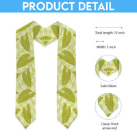 Lime Green Hawaii Kalo Palaka Motifs Graduation Stole Hawaiian Taro Leaves Elegant Vibes LT14 - Polynesian Pride