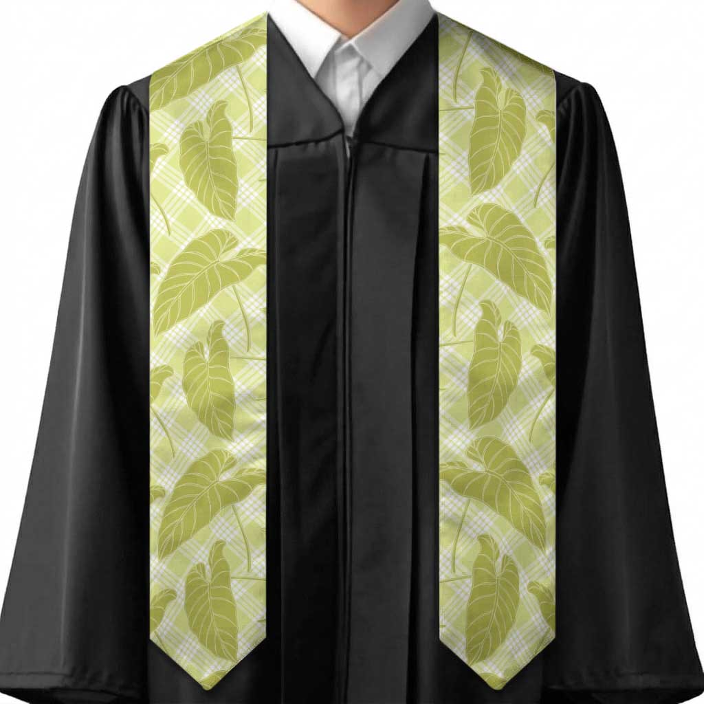 Lime Green Hawaii Kalo Palaka Motifs Graduation Stole Hawaiian Taro Leaves Elegant Vibes LT14 - Polynesian Pride