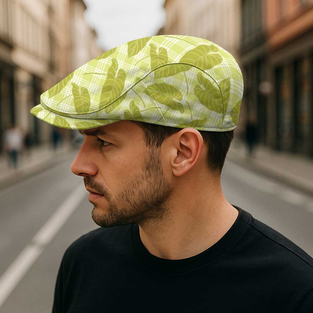 Lime Green Hawaii Kalo Palaka Motifs Jeff Hat Hawaiian Taro Leaves Elegant Vibes