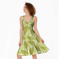 Lime Green Hawaii Kalo Palaka Motifs Midi Dress Hawaiian Taro Leaves Elegant Vibes LT14 - Polynesian Pride