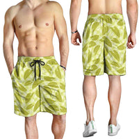 Lime Green Hawaii Kalo Palaka Motifs Shorts for Men Hawaiian Taro Leaves Elegant Vibes LT14 - Polynesian Pride