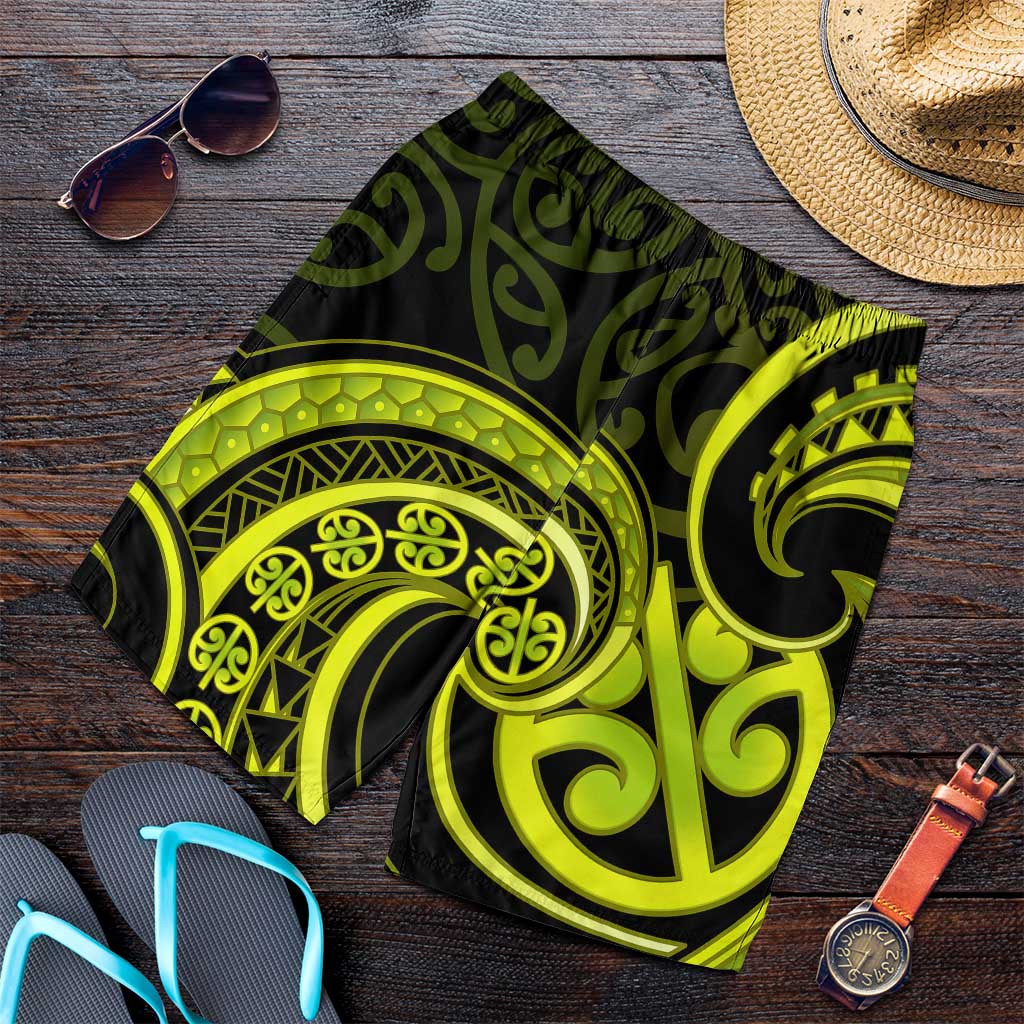 Lime Green New Zealand Mangopare Shorts for Men Aotearoa Maori Koru Style LT14 Lime Green - Polynesian Pride