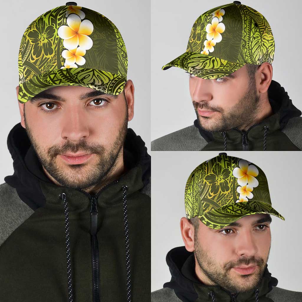 Lime Green Polynesia Classic Cap Plumeria Tropical Leaves With Galaxy Polynesian Art LT14