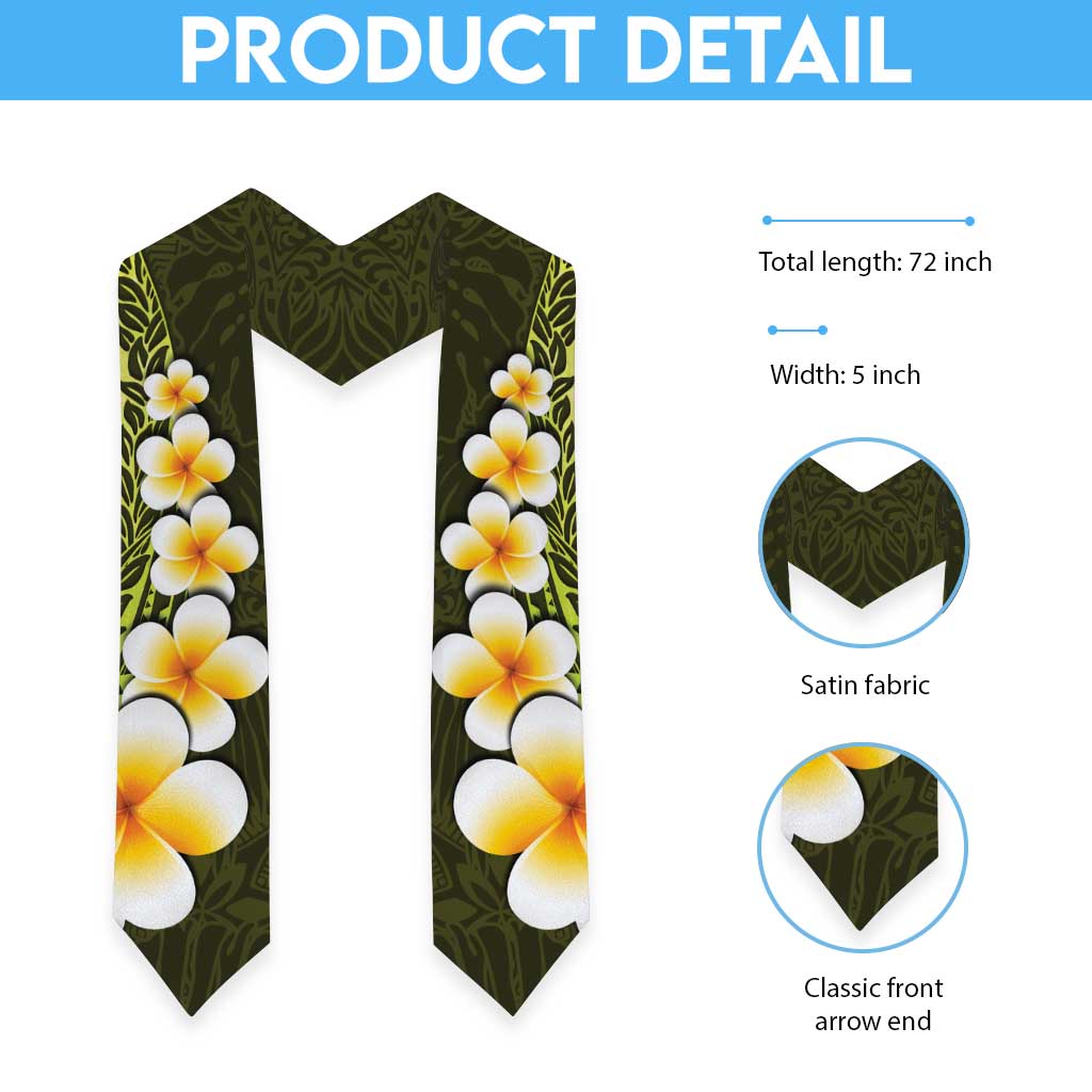 Lime Green Polynesia Graduation Stole Plumeria Tropical Leaves With Galaxy Polynesian Art LT14 - Polynesian Pride