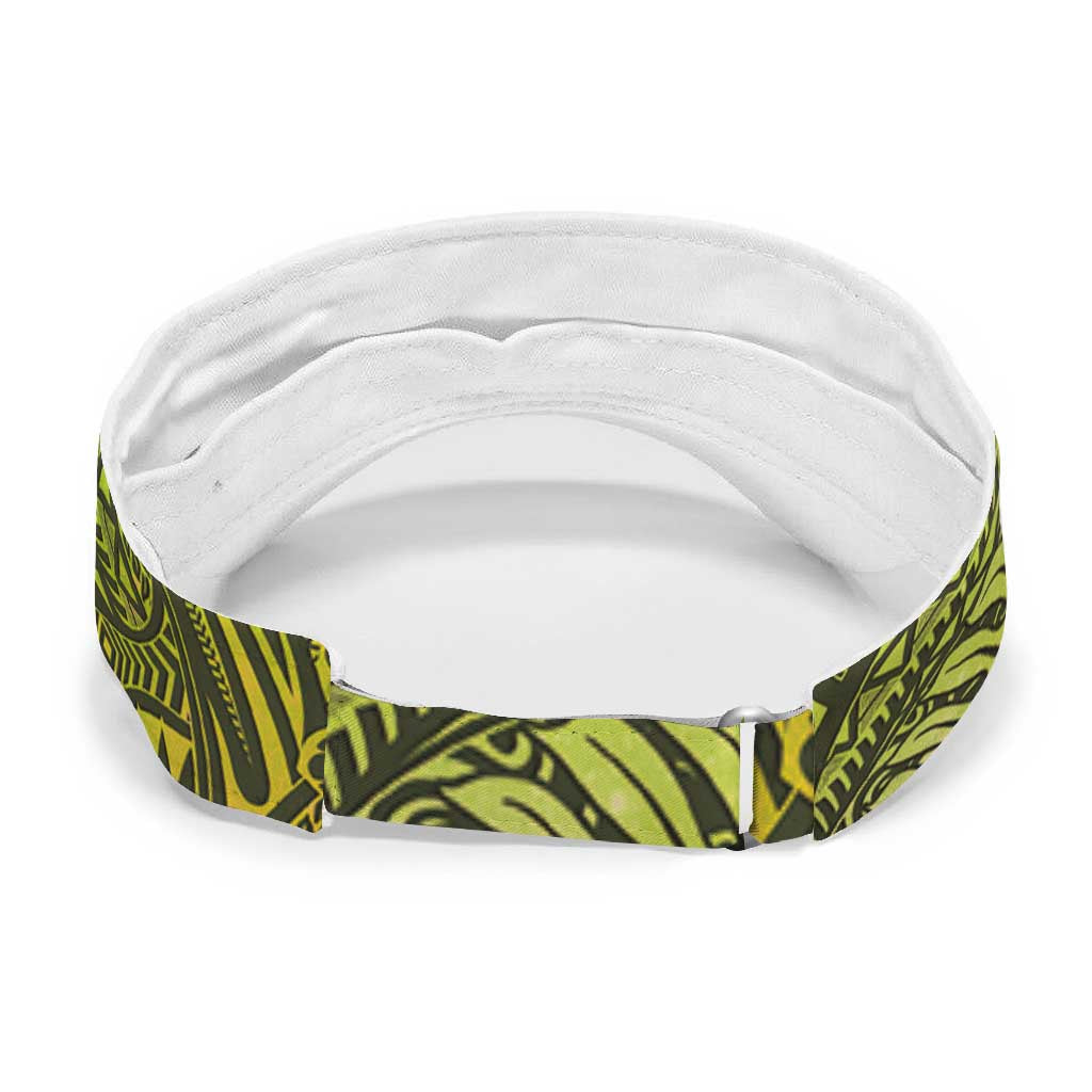 Lime Green Polynesia Sun Visor Cap Plumeria Tropical Leaves With Galaxy Polynesian Art