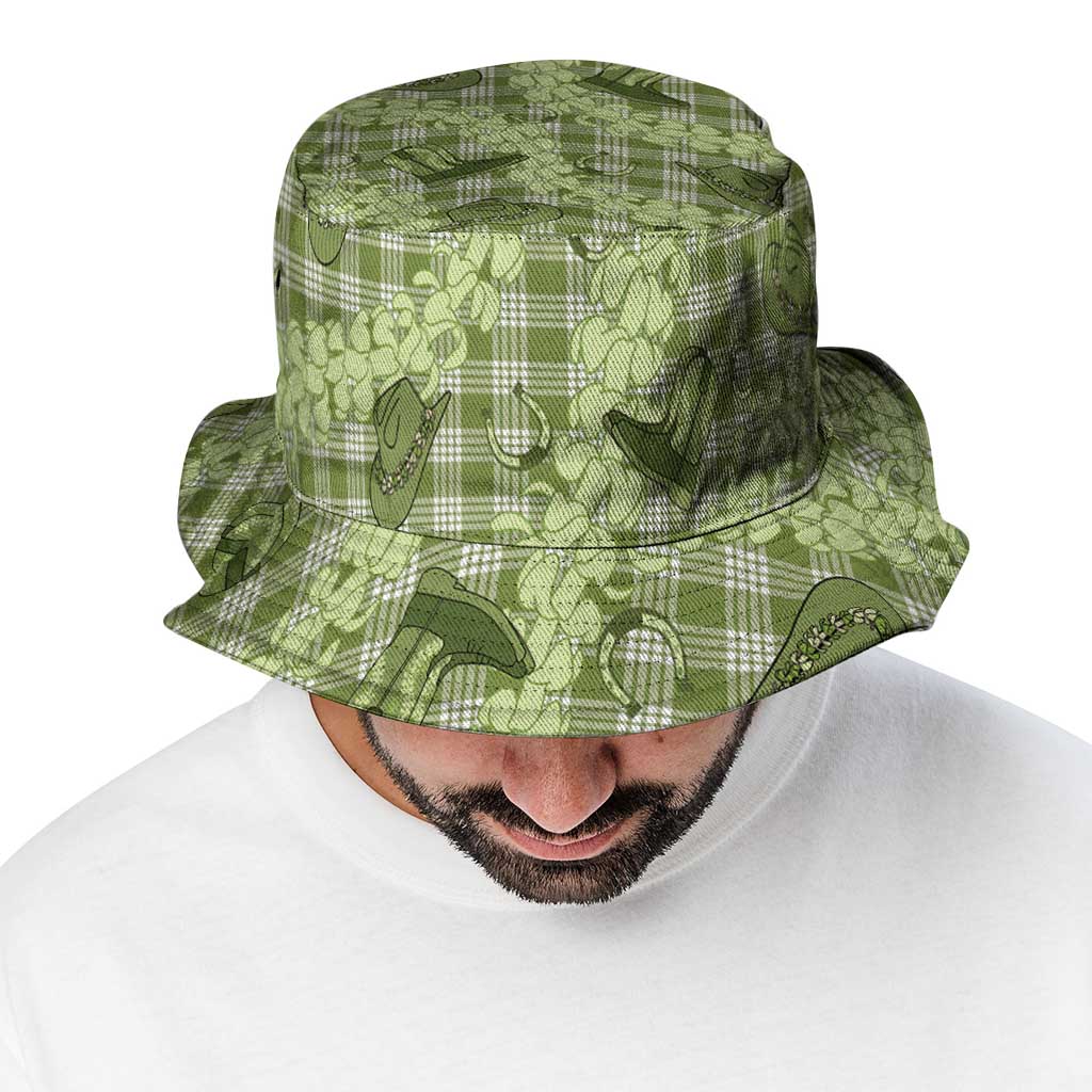 Lime Palaka Hawaii Cowboy Bucket Hat Puakenikeni Lei Paniolo Papale Seamless Vibes - Polynesian Pride