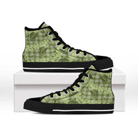 Lime Palaka Hawaii Cowboy High Top Shoes Puakenikeni Lei Paniolo Papale Seamless Vibes - Polynesian Pride