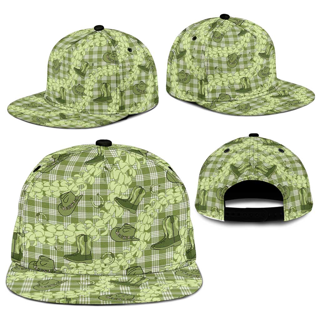 Lime Palaka Hawaii Cowboy Snapback Cap Puakenikeni Lei Paniolo Papale Seamless Vibes - Polynesian Pride