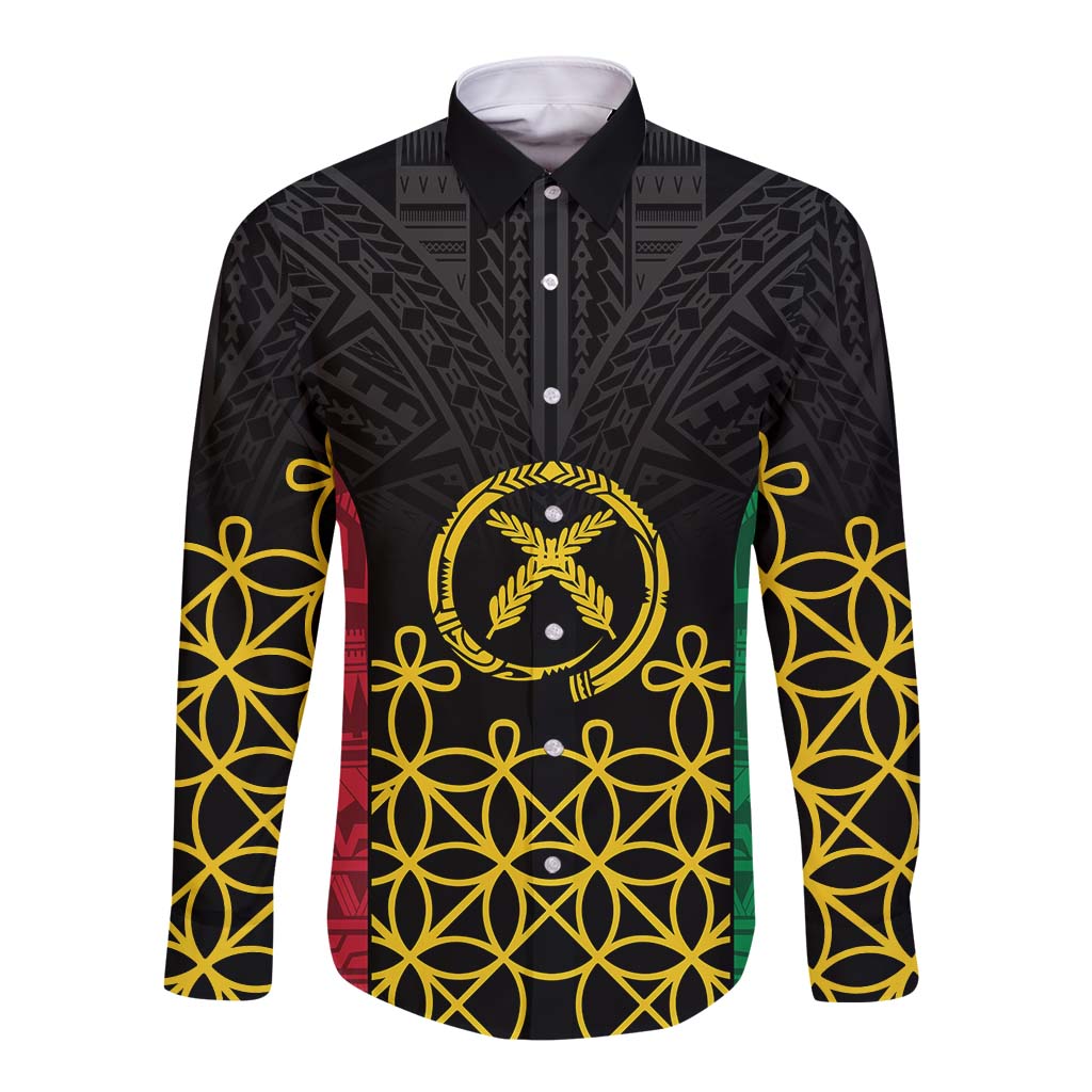 Vanuatu Indipendens Dei Long Sleeve Button Shirt Tribal Sand Drawing - Ver02 LT7