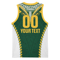 Custom Rugby League Cook Islands Basketball Jersey Tribal Pattern Green Version LT01 - Polynesian Pride