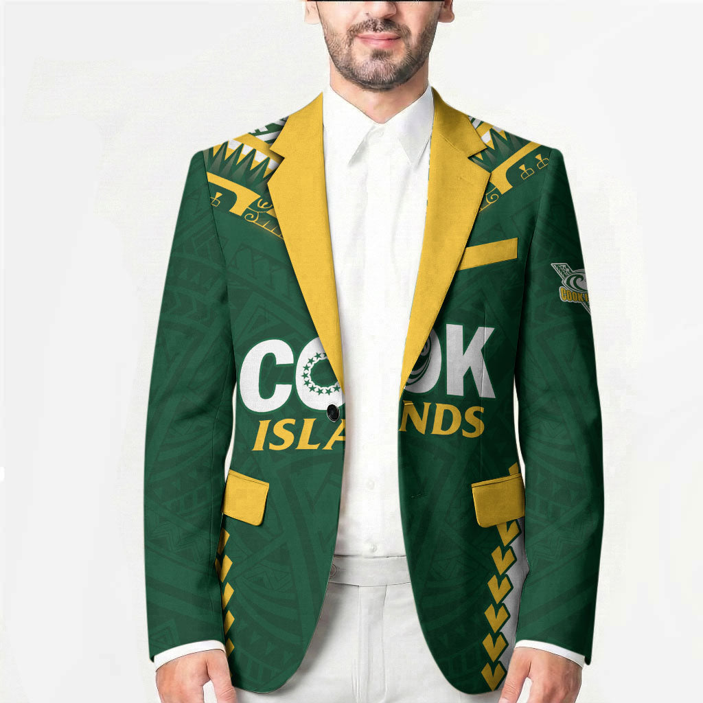 Custom Rugby League Cook Islands Blazer Tribal Pattern Green Version LT01 - Polynesian Pride