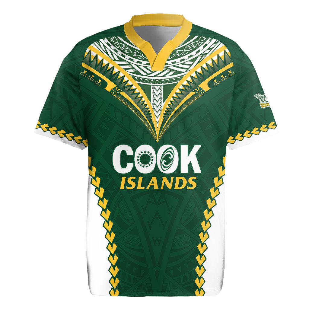 Custom Rugby League Cook Islands Rugby Jersey Tribal Pattern Green Version