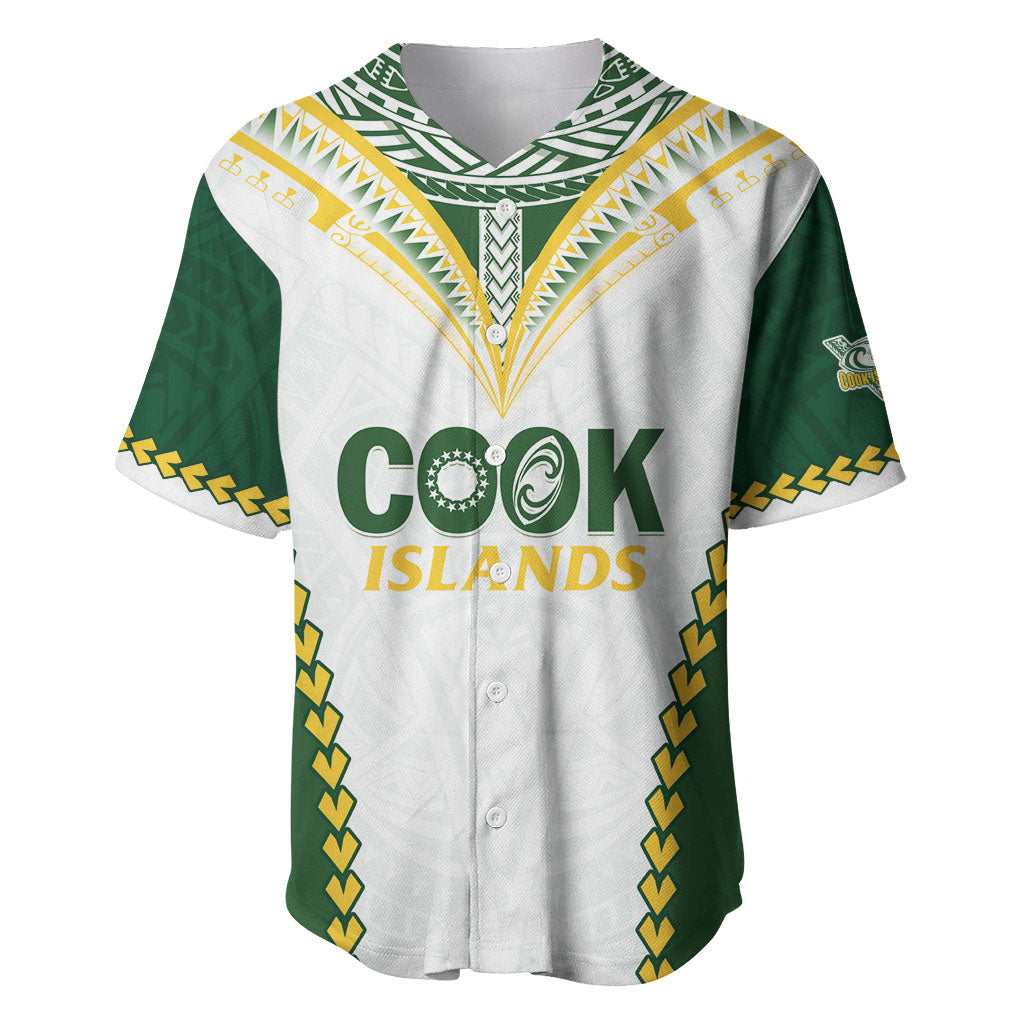 Custom Rugby League Cook Islands Baseball Jersey Tribal Pattern White Version