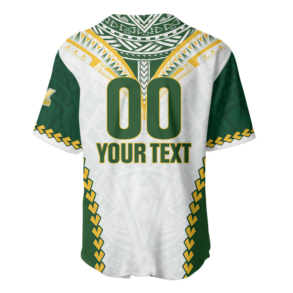 Custom Rugby League Cook Islands Baseball Jersey Tribal Pattern White Version LT01 - Polynesian Pride