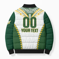 Custom Rugby League Cook Islands Bomber Puffer Jacket Tribal Pattern White Version LT01 - Polynesian Pride