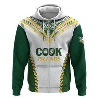 Custom Rugby League Cook Islands Hoodie Tribal Pattern White Version LT01 Zip Hoodie White - Polynesian Pride