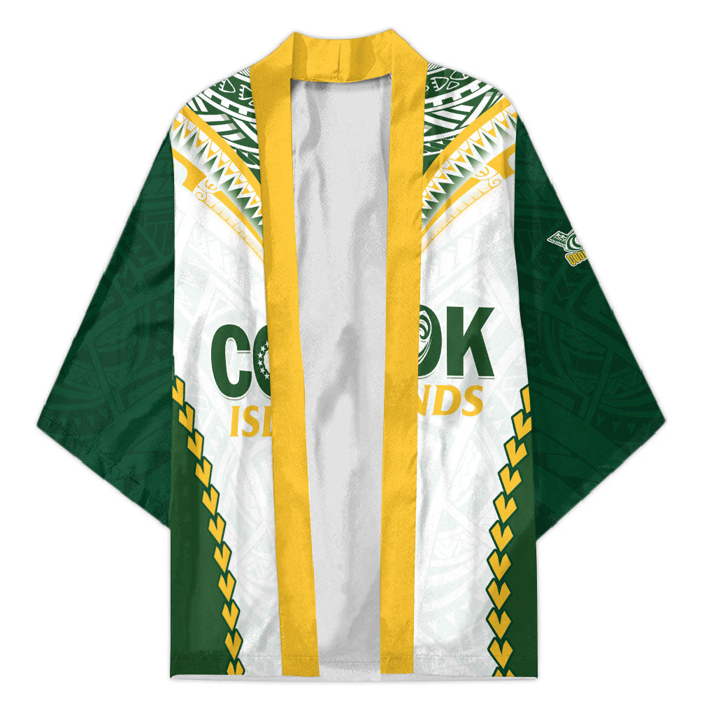 Custom Rugby League Cook Islands Kimono Tribal Pattern White Version