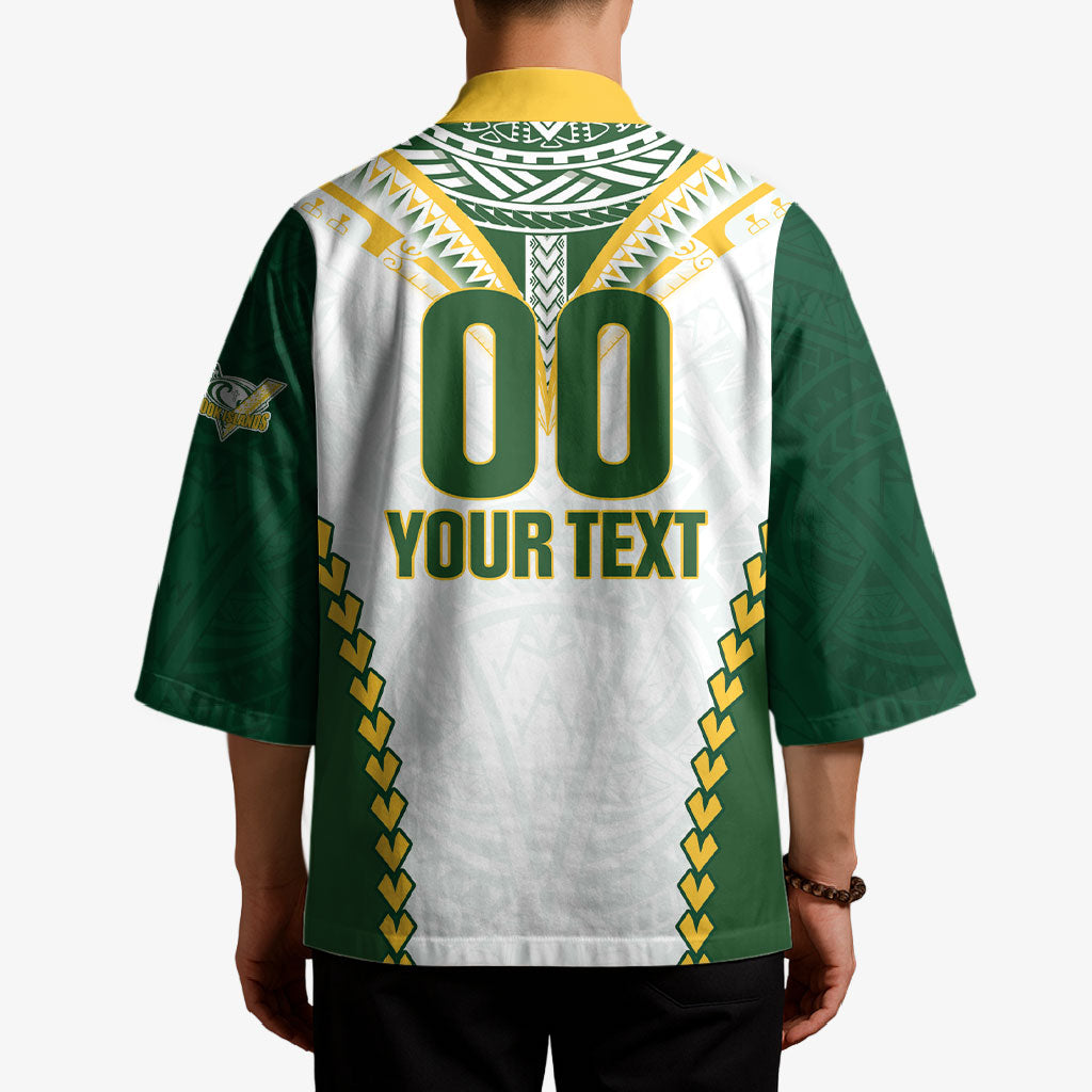 Custom Rugby League Cook Islands Kimono Tribal Pattern White Version LT01 - Polynesian Pride