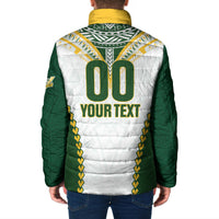 Custom Rugby League Cook Islands Padded Jacket Tribal Pattern White Version LT01 - Polynesian Pride