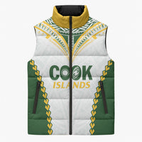 Custom Rugby League Cook Islands Sleeveless Puffer Jacket Tribal Pattern White Version LT01 Unisex White - Polynesian Pride