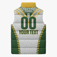 Custom Rugby League Cook Islands Sleeveless Puffer Jacket Tribal Pattern White Version LT01 - Polynesian Pride
