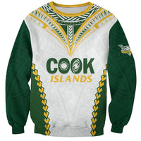 Custom Rugby League Cook Islands Sweatshirt Tribal Pattern White Version LT01 Unisex White - Polynesian Pride
