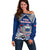 Custom Samoa Rugby Off Shoulder Sweater Toa Samoa Myriad Patterns LT01 Women Blue - Polynesian Pride