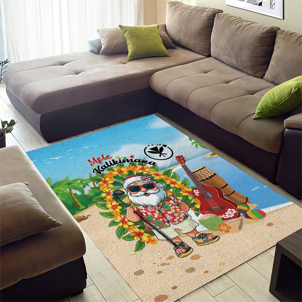 Hawaii Golf Christmas Area Rug Mele Kalikimaka Funny Golfer Santa - Polynesian Pride