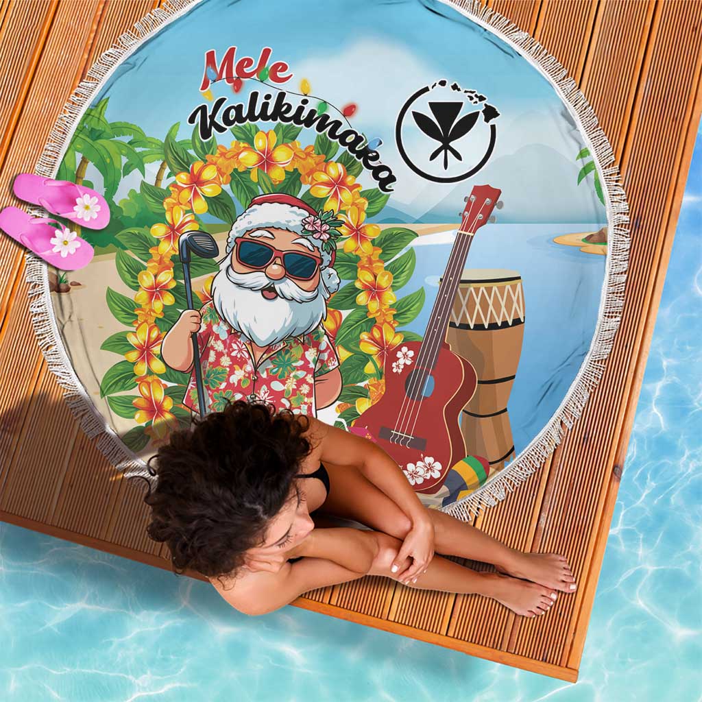 Hawaii Golf Christmas Beach Blanket Mele Kalikimaka Funny Golfer Santa - Polynesian Pride