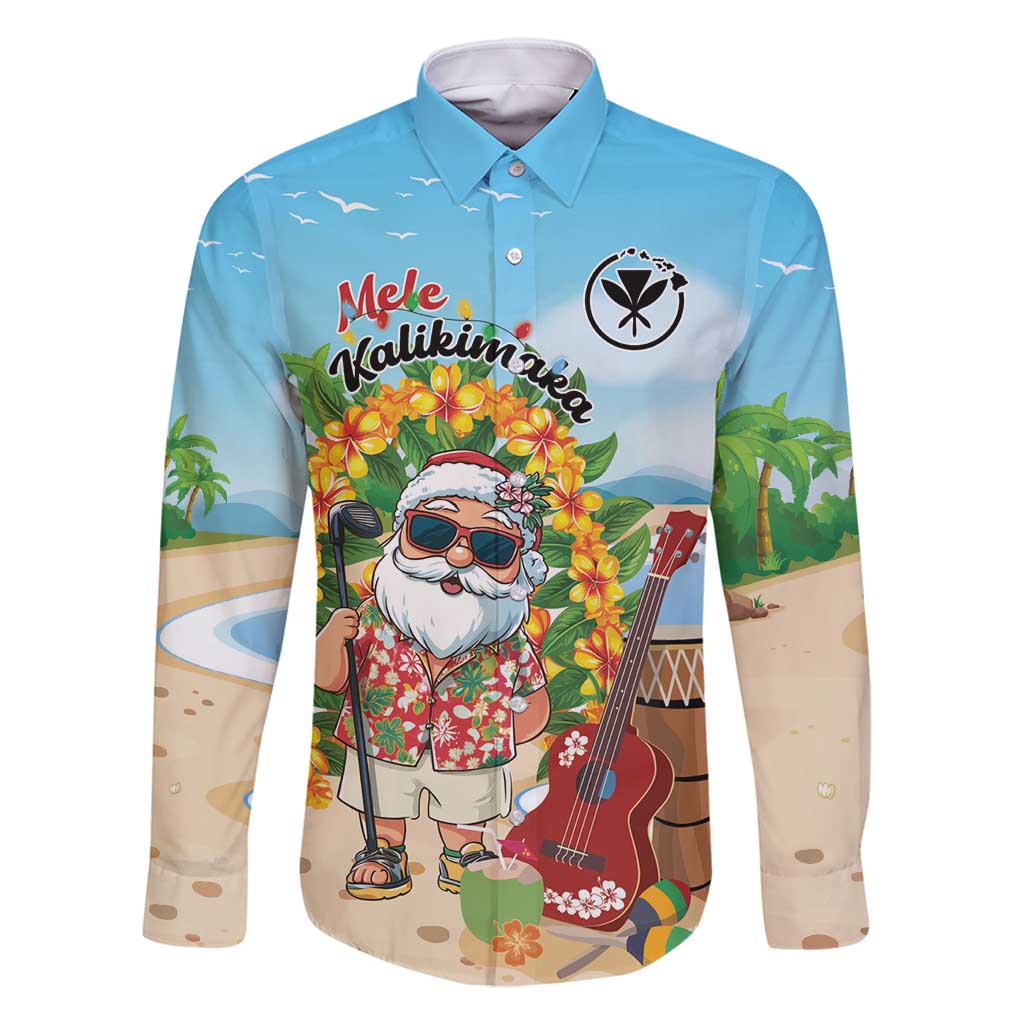 Personalized Hawaii Golf Christmas Family Matching Long Sleeve Bodycon Dress and Hawaiian Shirt Mele Kalikimaka Funny Golfer Santa - Polynesian Pride