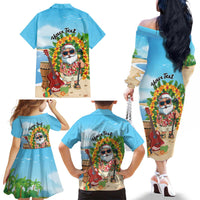 Personalized Hawaii Golf Christmas Family Matching Off The Shoulder Long Sleeve Dress and Hawaiian Shirt Mele Kalikimaka Funny Golfer Santa - Polynesian Pride