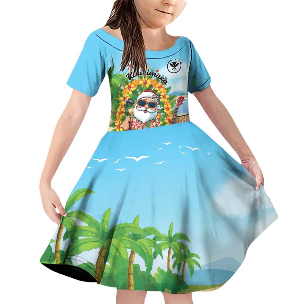 Personalized Hawaii Golf Christmas Family Matching Off Shoulder Short Dress and Hawaiian Shirt Mele Kalikimaka Funny Golfer Santa - Polynesian Pride