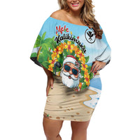 Personalized Hawaii Golf Christmas Family Matching Off Shoulder Short Dress and Hawaiian Shirt Mele Kalikimaka Funny Golfer Santa - Polynesian Pride