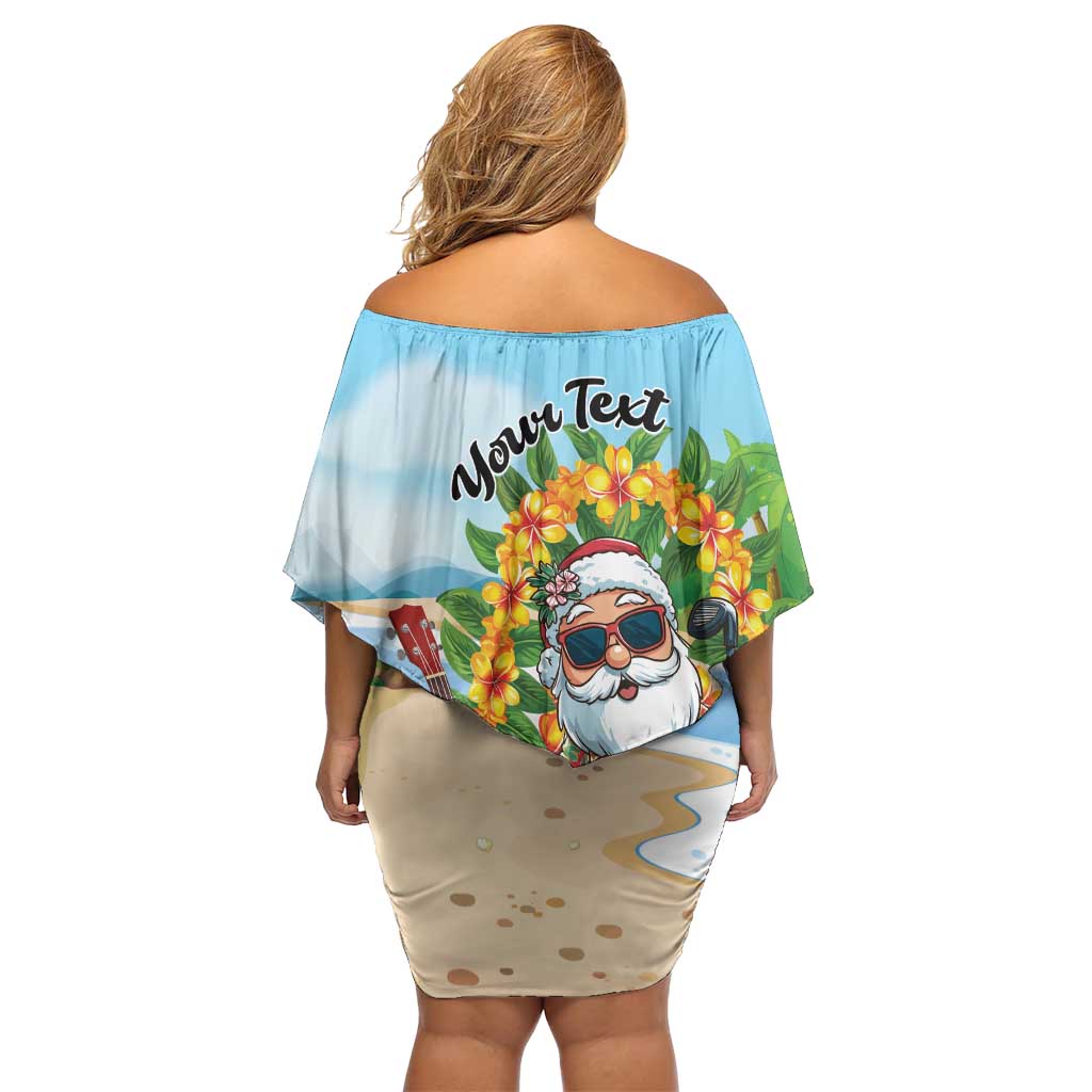 Personalized Hawaii Golf Christmas Family Matching Off Shoulder Short Dress and Hawaiian Shirt Mele Kalikimaka Funny Golfer Santa - Polynesian Pride