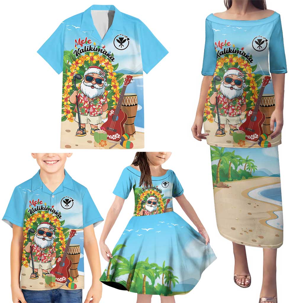 Personalized Hawaii Golf Christmas Family Matching Puletasi and Hawaiian Shirt Mele Kalikimaka Funny Golfer Santa - Polynesian Pride