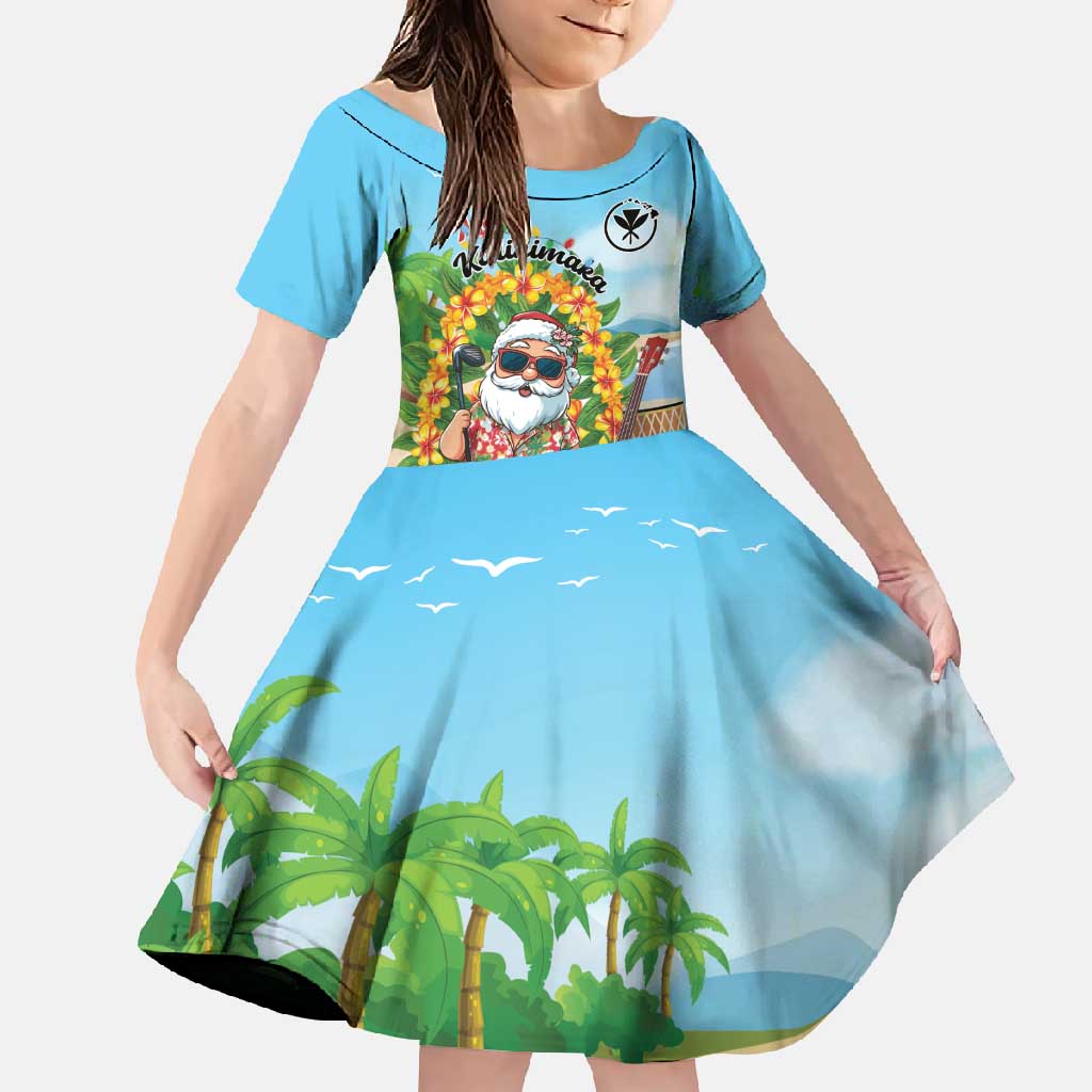 Personalized Hawaii Golf Christmas Family Matching Summer Maxi Dress and Hawaiian Shirt Mele Kalikimaka Funny Golfer Santa - Polynesian Pride