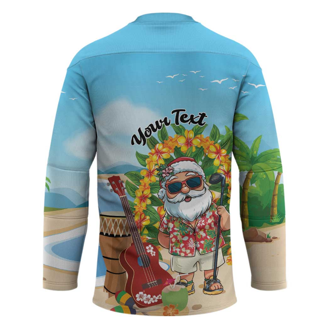 Personalized Hawaii Golf Christmas Hockey Jersey Mele Kalikimaka Funny Golfer Santa - Polynesian Pride
