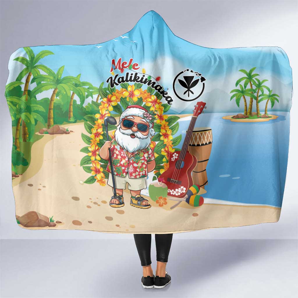 Hawaii Golf Christmas Hooded Blanket Mele Kalikimaka Funny Golfer Santa - Polynesian Pride