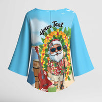 Personalized Hawaii Golf Christmas Kimono Sleeve Blouse Mele Kalikimaka Funny Golfer Santa - Polynesian Pride
