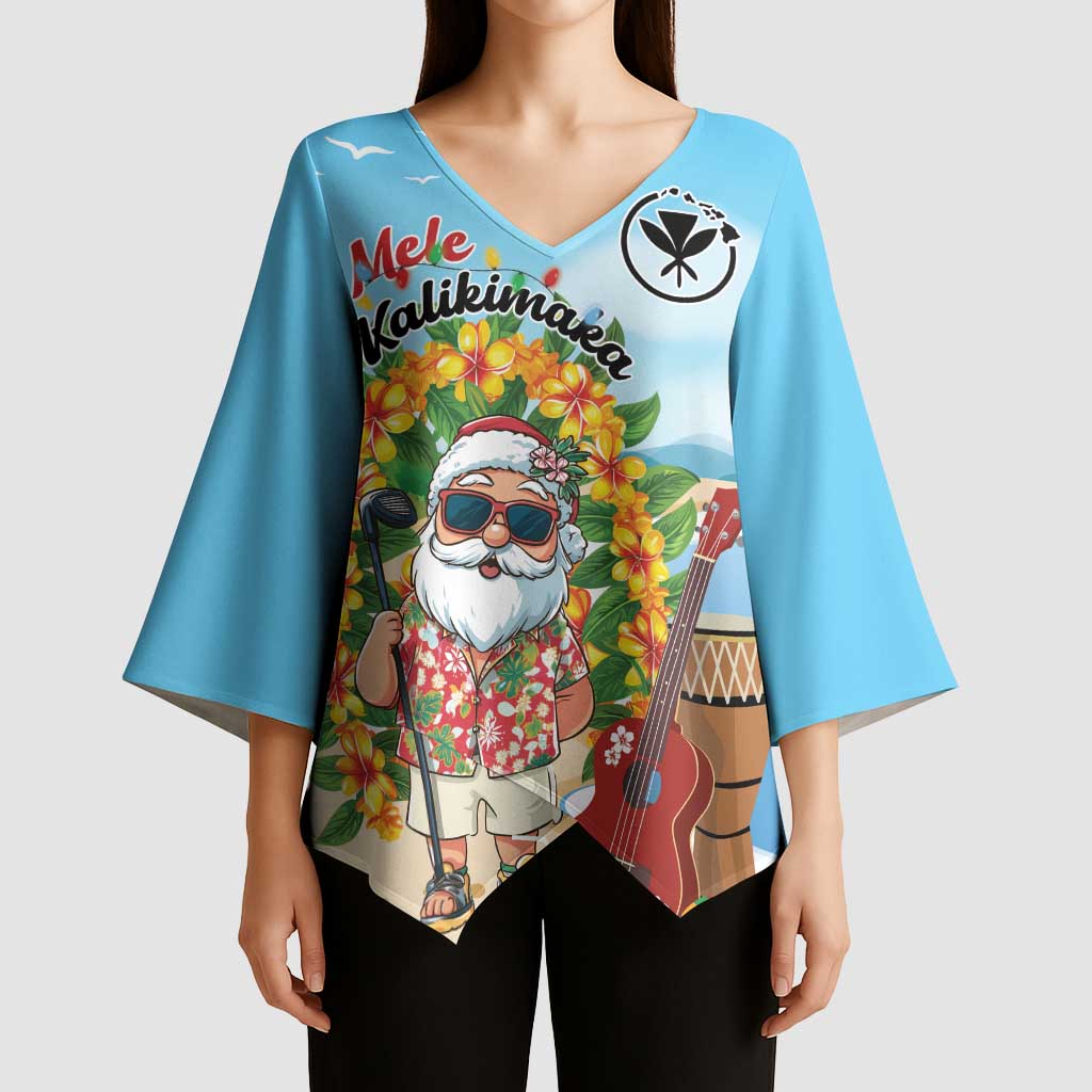 Personalized Hawaii Golf Christmas Kimono Sleeve Blouse Mele Kalikimaka Funny Golfer Santa - Polynesian Pride